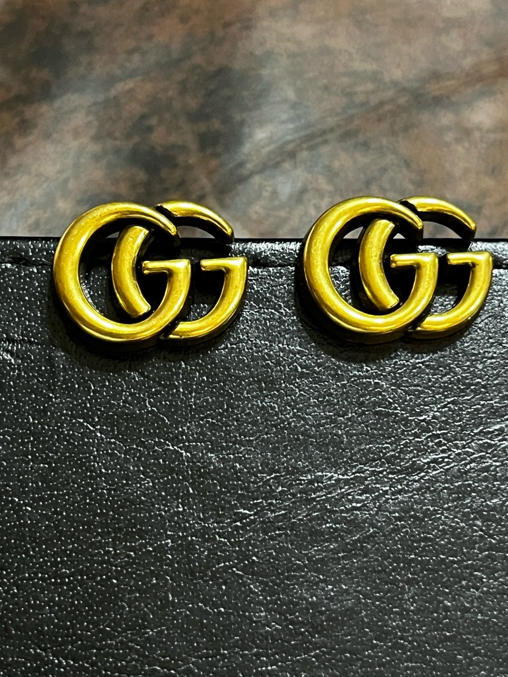 Gucci. Double G Brushed Gold Stud Earrings